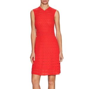M by Missoni tomato red fit-&-flare knee-length knit dress